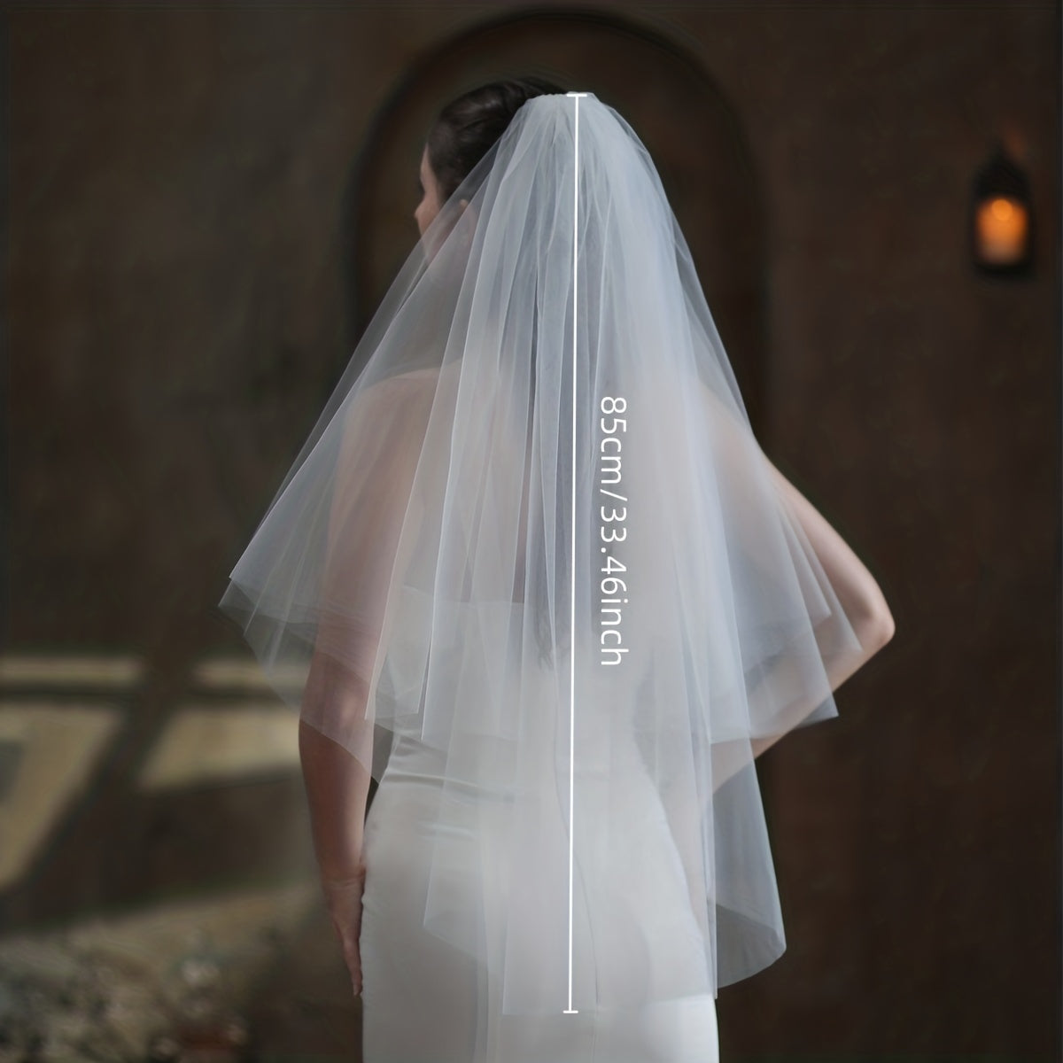 Double Layer Bridal Head Veil with Comb