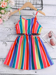 Girls Striped Cut Out Dress for Spring or Summer
