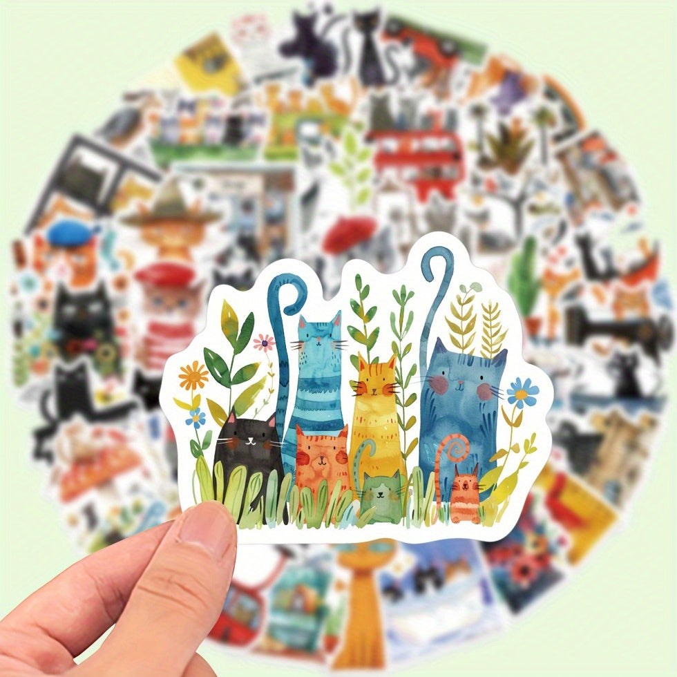 50 Pack Cartoon Cat Vinyl Stickers Decals Laptop Phone Water Bottle