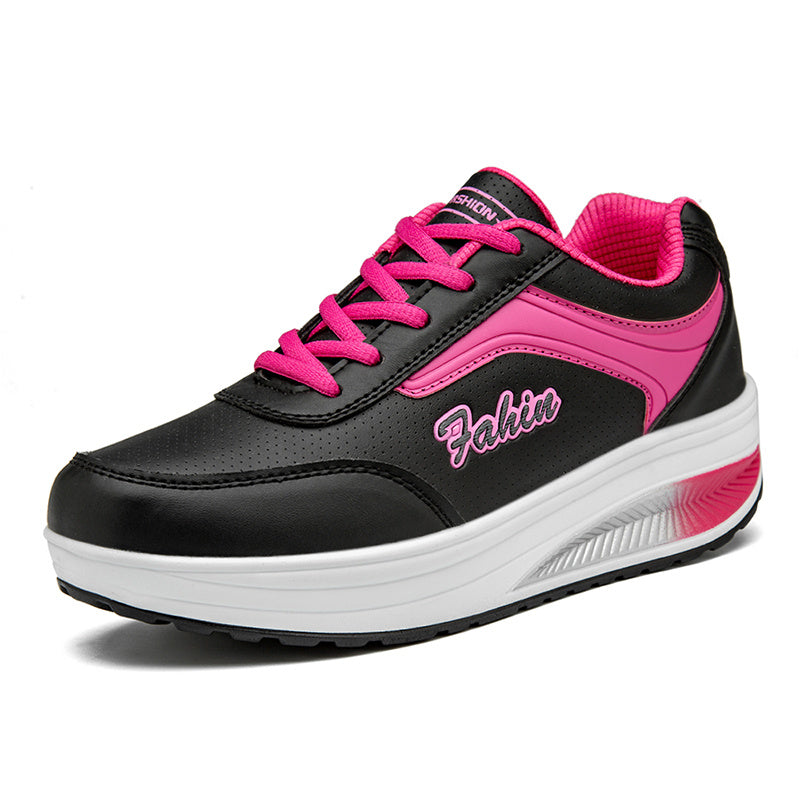 Women's Lightweight Platform Sneakers Lace Up Running Shoes