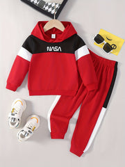 Boy's Hoodie & Sweatpants Set, Letter Print Top, Casual Outfits, Kids Clothes
