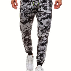 Men's Tie Dye Print Joggers Stretch Drawstring Pants