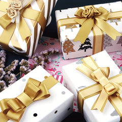 10pcs Christmas Wrapping Paper With Golden Christmas Elements