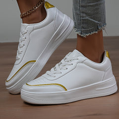 Flat Faux Leather Sneakers Wear Resistant Non Slip Shoes