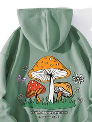 Mushroom Print Hoodie Long Sleeve Sweatshirt