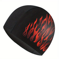 Flame Print Elastic Swim Cap for Long Hair