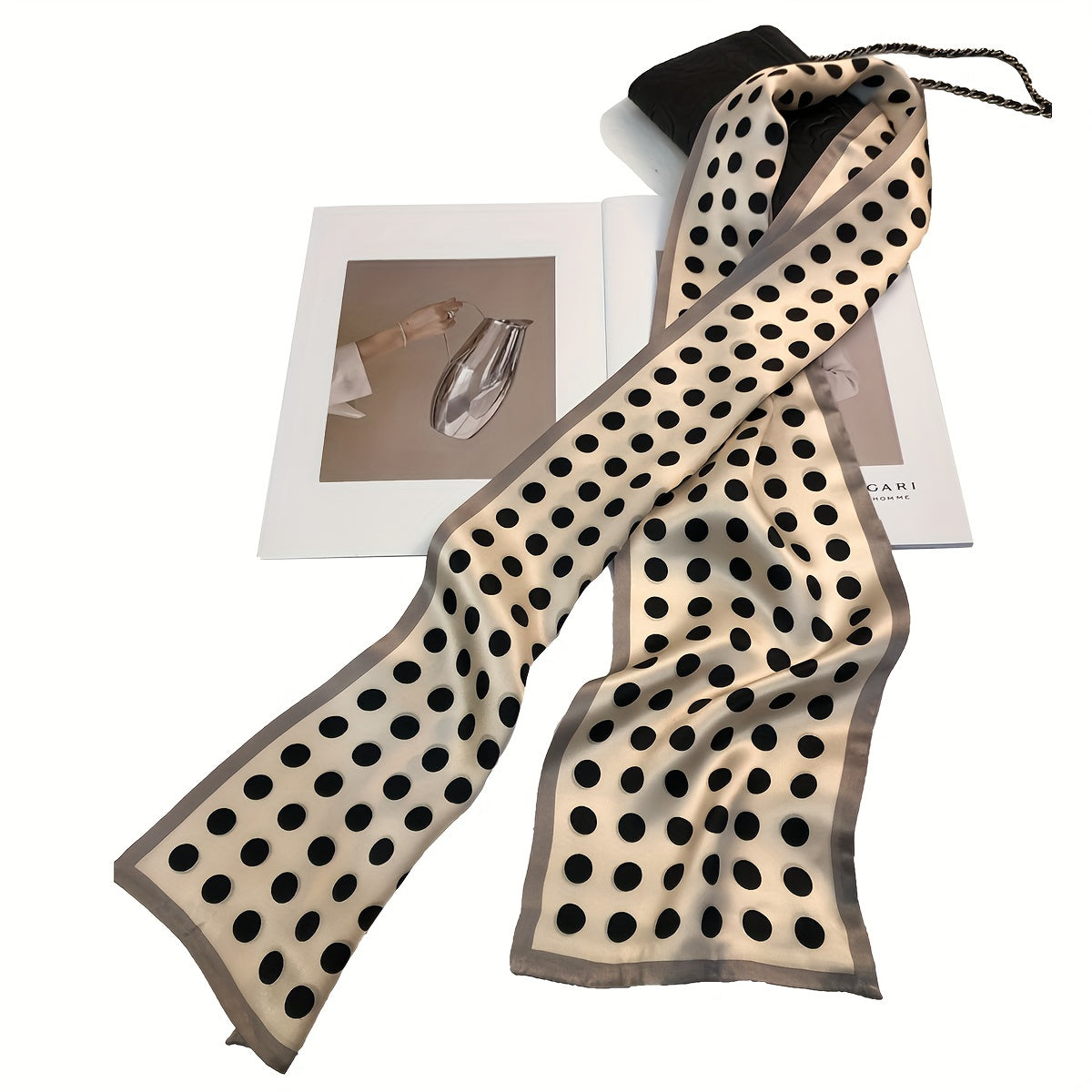 Y2K Silk Polka Dot Scarf Neckerchief Stylish Head Band Hair Tie
