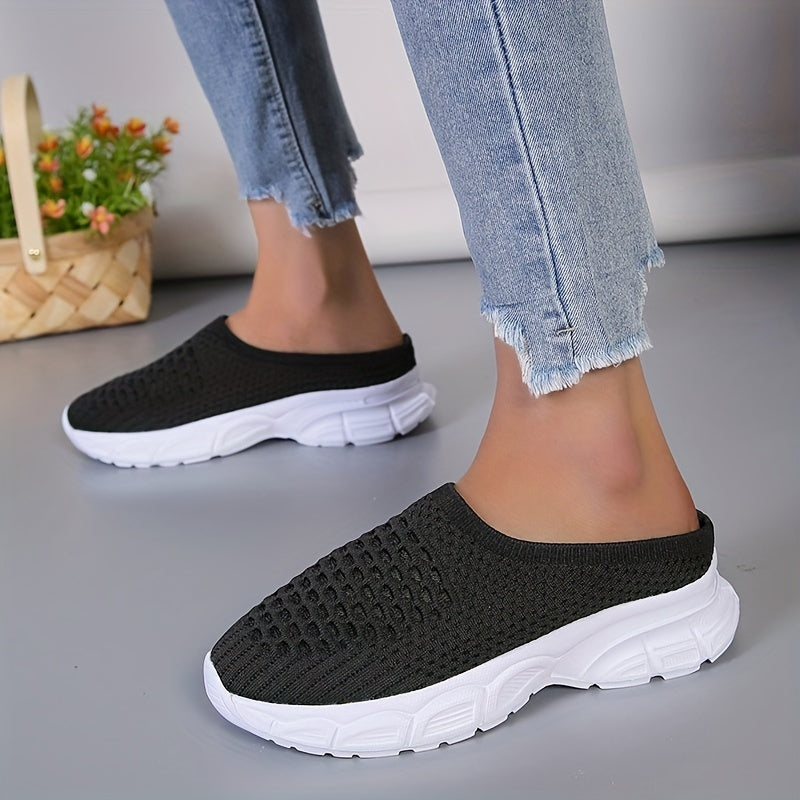 Women's Comfy Sock Sneakers Breathable Slip On Mules Casual Flat Shoes