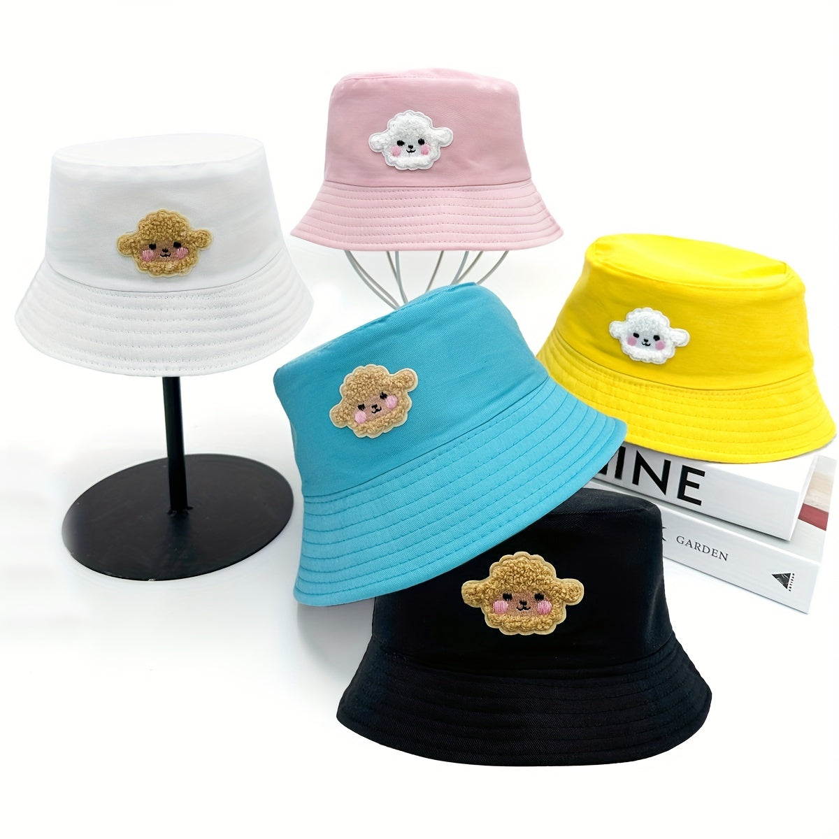 Kids Sheep Embroidered Sun Hat for Outdoor Hiking
