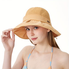 Stitching Bucket Hat Sun Hats Hollow Breathable Foldable Travel