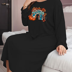Thanksgiving Lounge Dress Women's Pumpkin & Bridge Graphic Tee