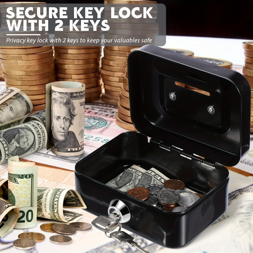Metal Money Storage Box Locking Lid & Keys Home Dorm