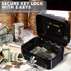 Metal Money Storage Box Locking Lid & Keys Home Dorm