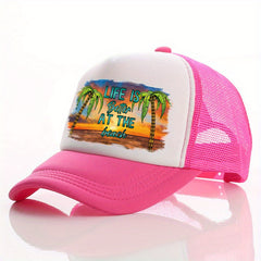 Summer Multicolor Hat Sunset Beach Print Hat For Men Men's Peaked Cap