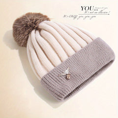 Striped Knit Beanie Hat Warm Chemo Cap for Women