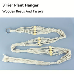 Macrame Plant Hanger 3 Tier Indoor Outdoor Hanging Planter Basket Cotton Rope