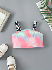 Toddler Girls Tie Dye Cami Crop Top & Track Shorts Set