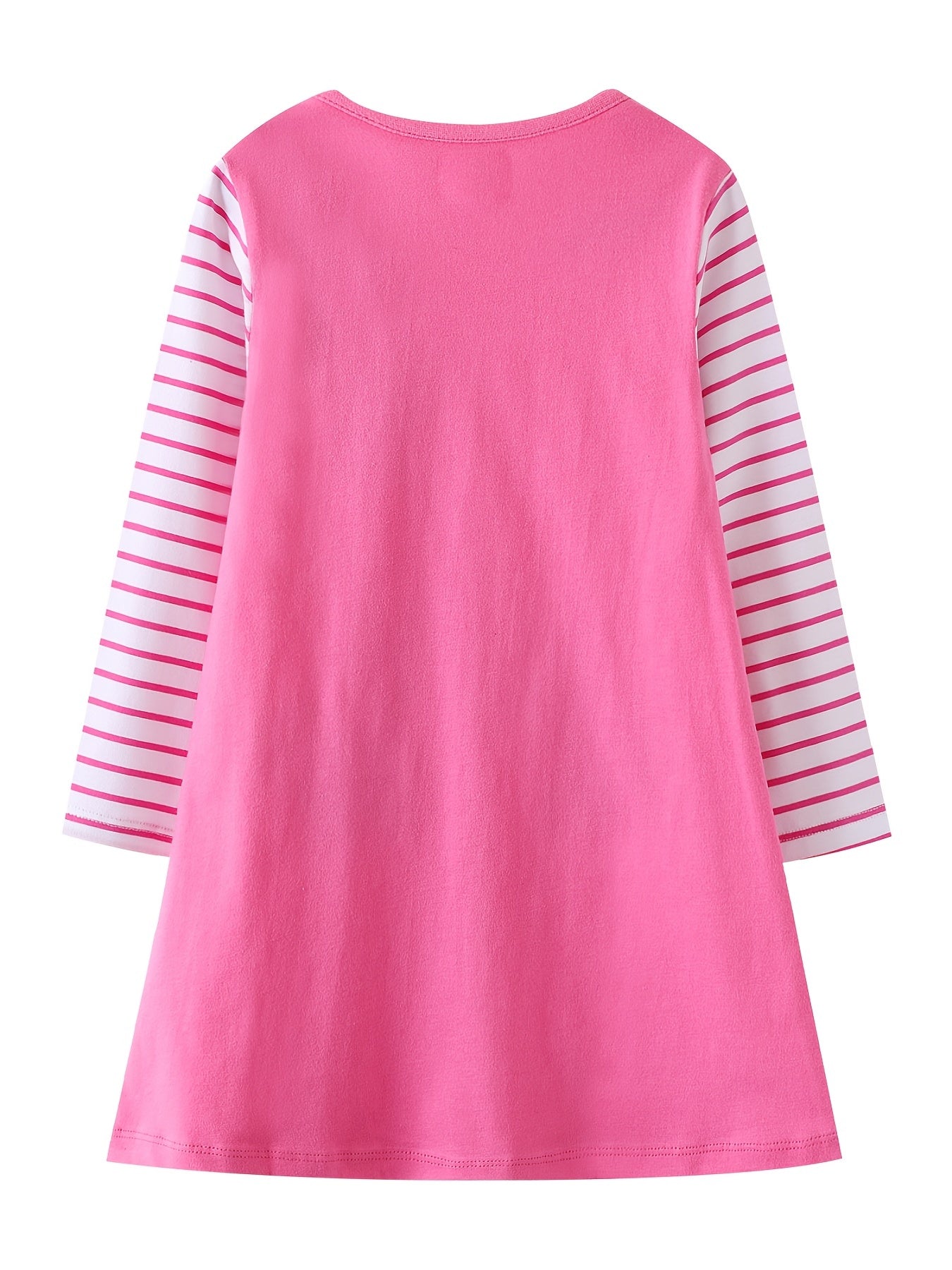 Girls Cotton Long Sleeve Dress Striped Print Patchwork Kids Clothes