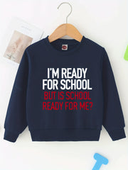 Boys School Letter Print Hooded Sweatshirt