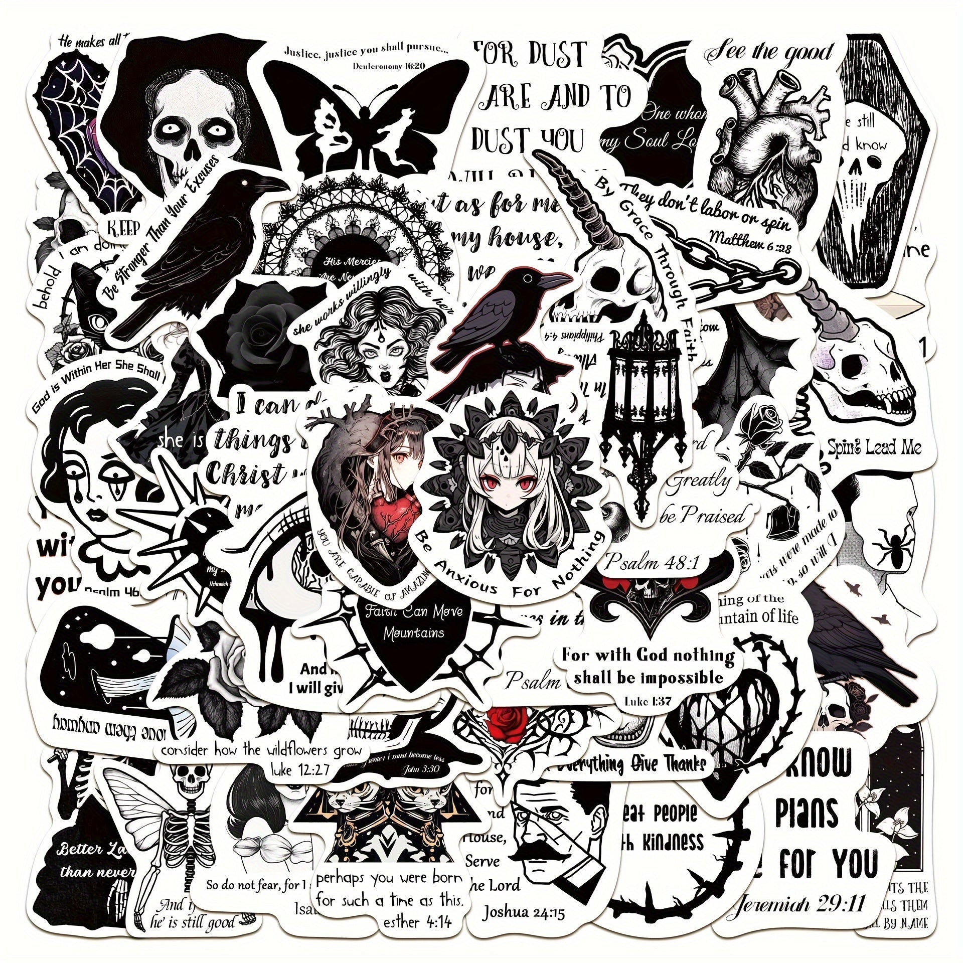 50pcs Gothic Stickers for Laptops Notebooks DIY Projects