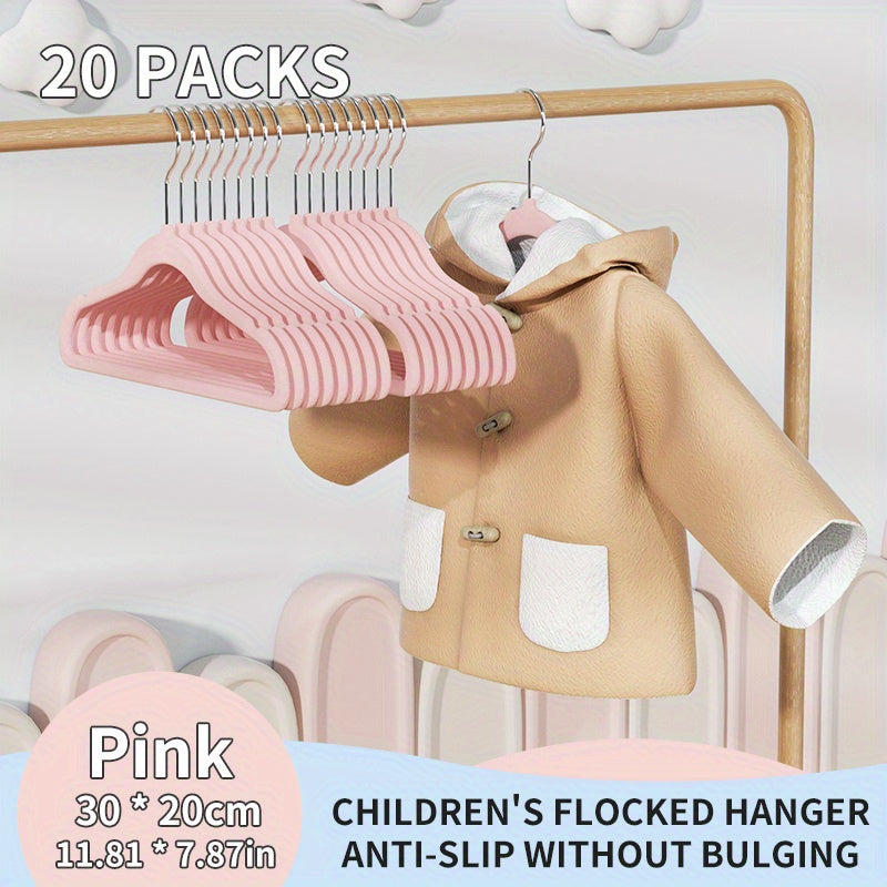 Children's Flocked Clothes Rack - Home Closet Hanging Storage