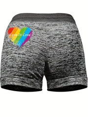 Rainbow Mouth Pattern Drawstring Shorts Casual Dual Pockets Shorts
