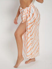 Boho Zebra Print Beach Wear Sarong High Waist Knot Skirt