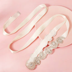 Rhinestone Bridal Belt Wedding Dress Waist Chain Sash Silvery Belt Handcrafted