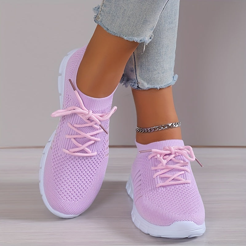 Women's Casual Knitted Sock Sneakers Lace Up Running Tennis Jogging Shoes