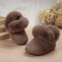Girl's Furry Snow Boots Warm Cozy Non slip Ankle Boots Plush Comfy Outdoor Shoes