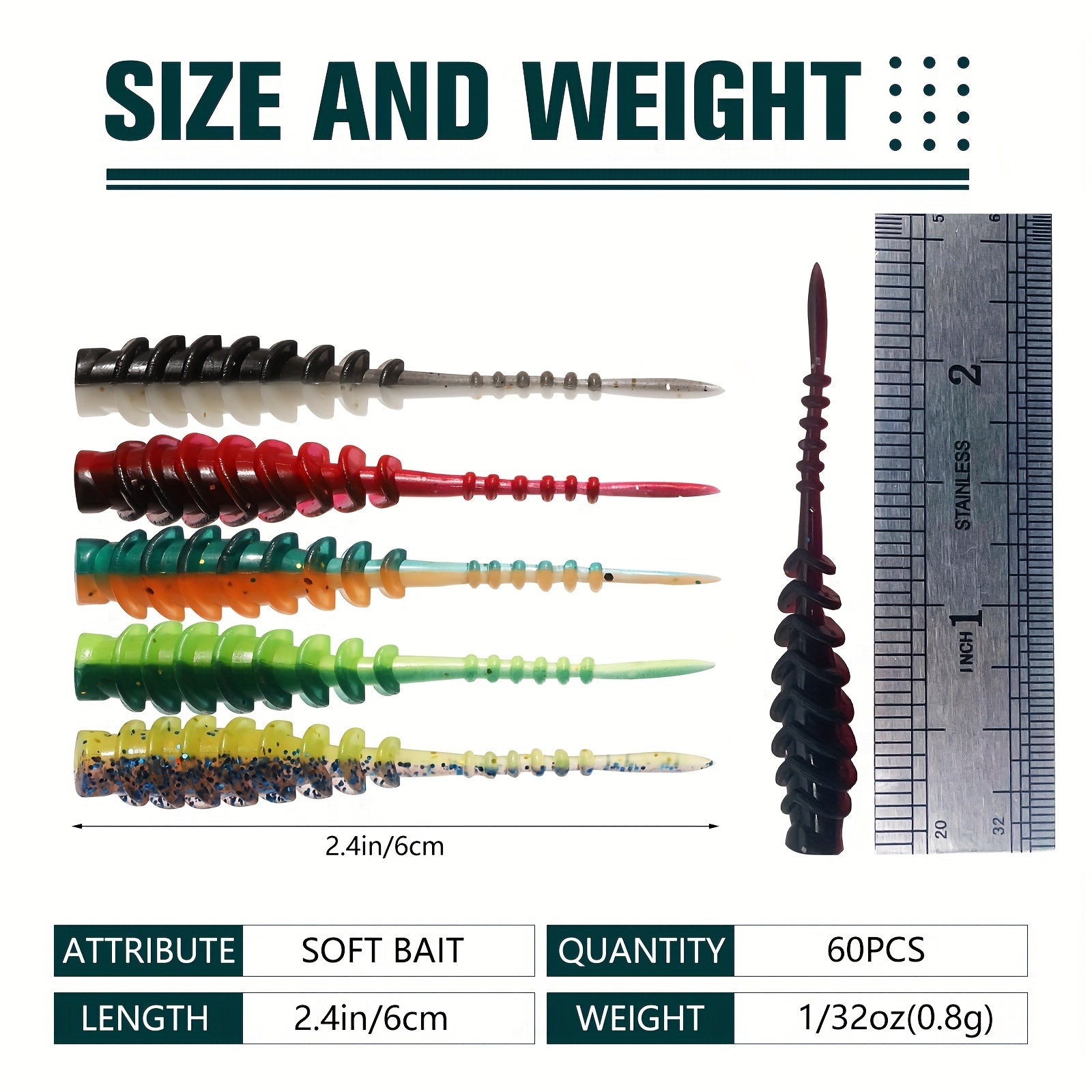 Dovesun 60pcs Soft Fishing Lures Set with Tackle Box