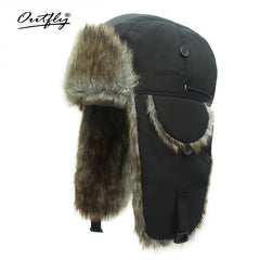 Mens Pilot Cap Plus Velvet Thick Ear Protection Winter Warm Bombing Cap