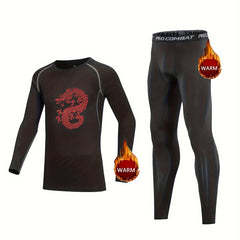 2pcs Kids Dragon Pattern Fleece Sets Long Sleeve Pullover & Matching Pants