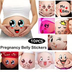 Maternity Pregnancy Belly Stickers Humorous Facial Expressions Photo Props