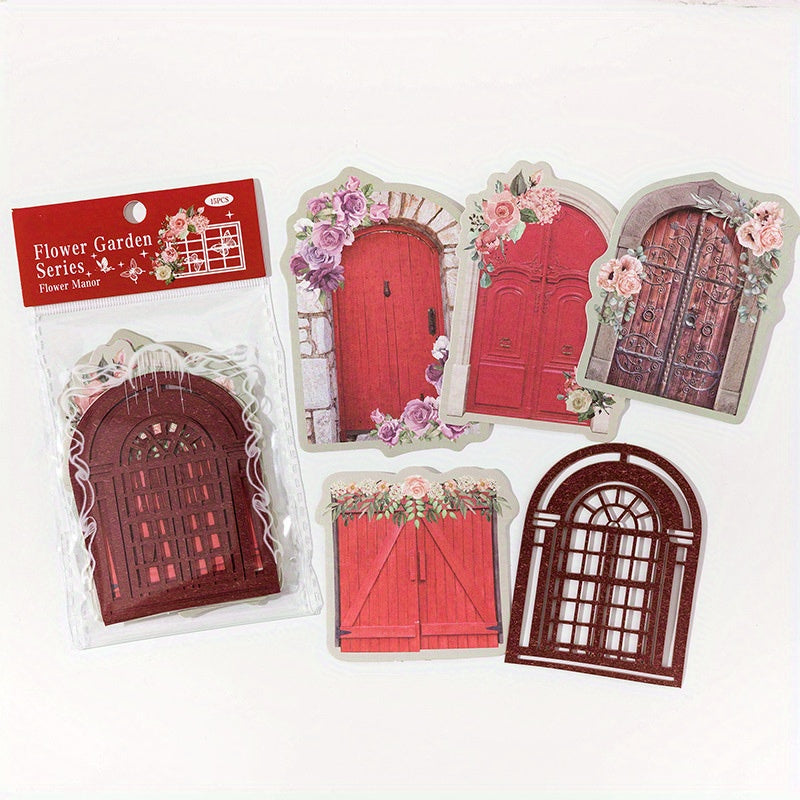 15 Sheets Retro Flower Window Diary DIY Material Collage Card Flower Space Yard