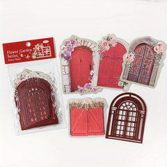 15 Sheets Retro Flower Window Diary DIY Material Collage Card Flower Space Yard