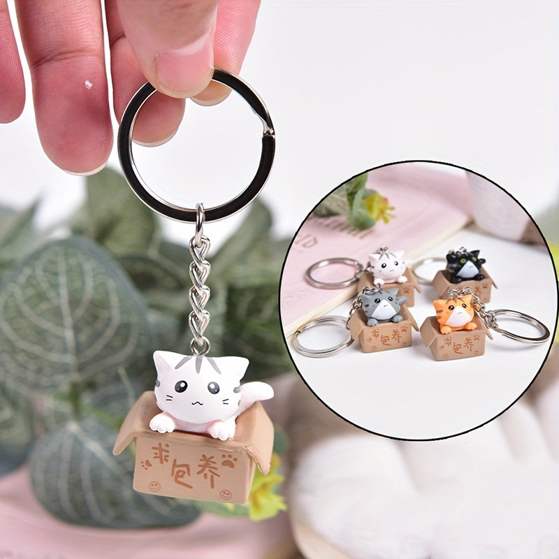 3D Cat Doll Keychain Cartoon Kitten Pendant For Outdoor Travel