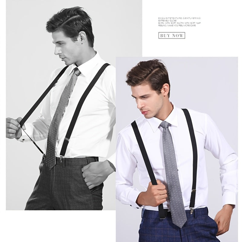 Adjustable Y Back Clip-on Suspenders 1 Inch Elastic