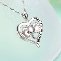 Girl's Elephant Pendant Necklace Heart Shaped Animal Necklace