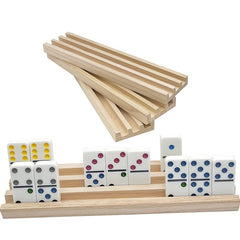Wooden Domino Rack Classic Board Game Domino Tray Storage Rack