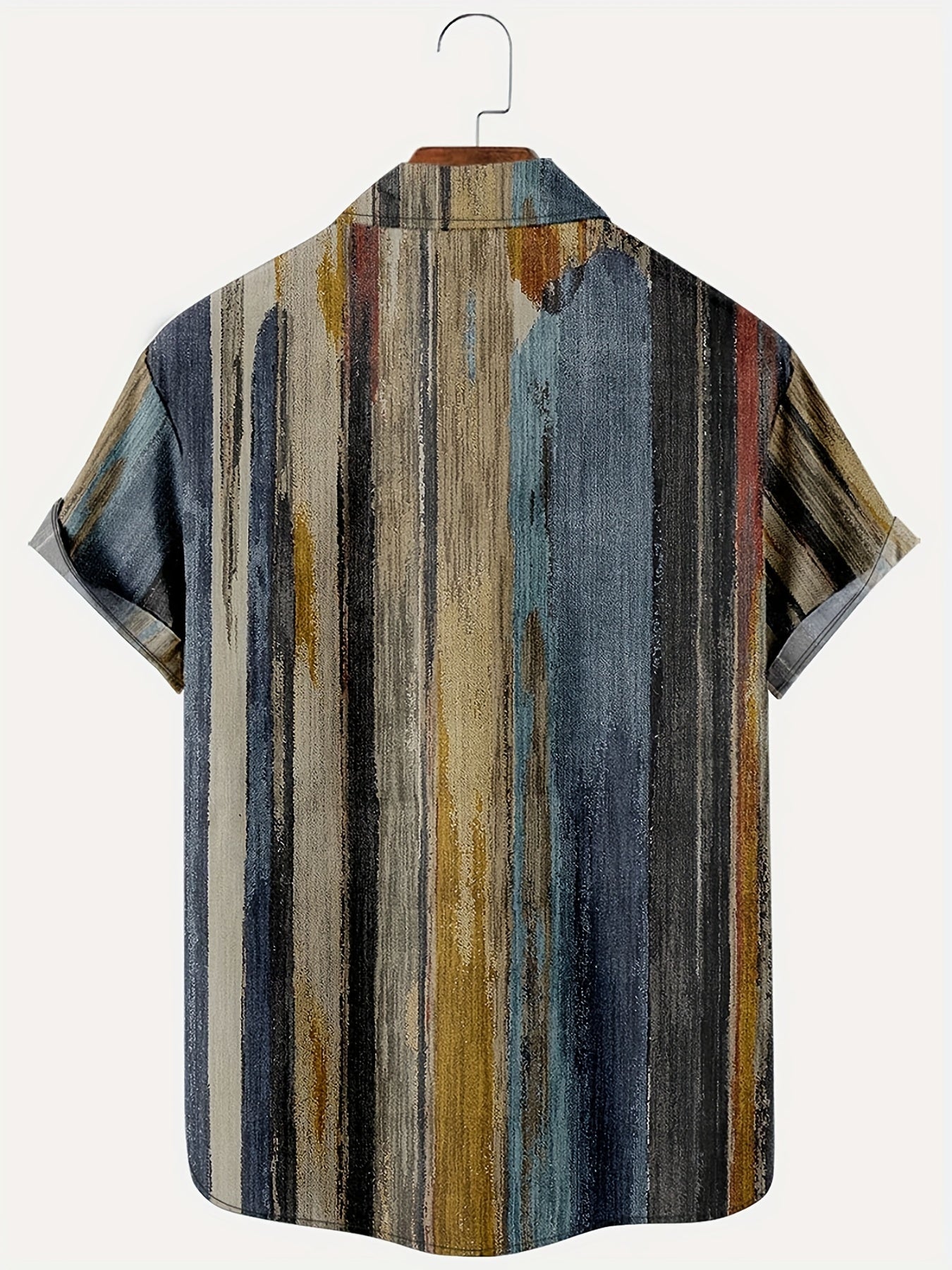 Vintage Style Stripe Print Men's Short Sleeve Shirt