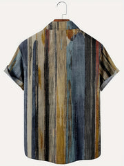 Vintage Style Stripe Print Men's Short Sleeve Shirt