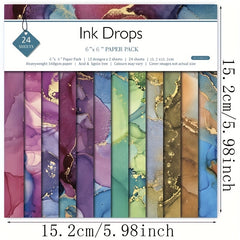 24pcs Marble Texture Paper for DIY Scrapbooking and Crafts 6in