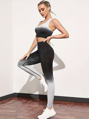 2pcs Ombre Yoga Sports Bra & Leggings Set High Elastic Seamless Activewear