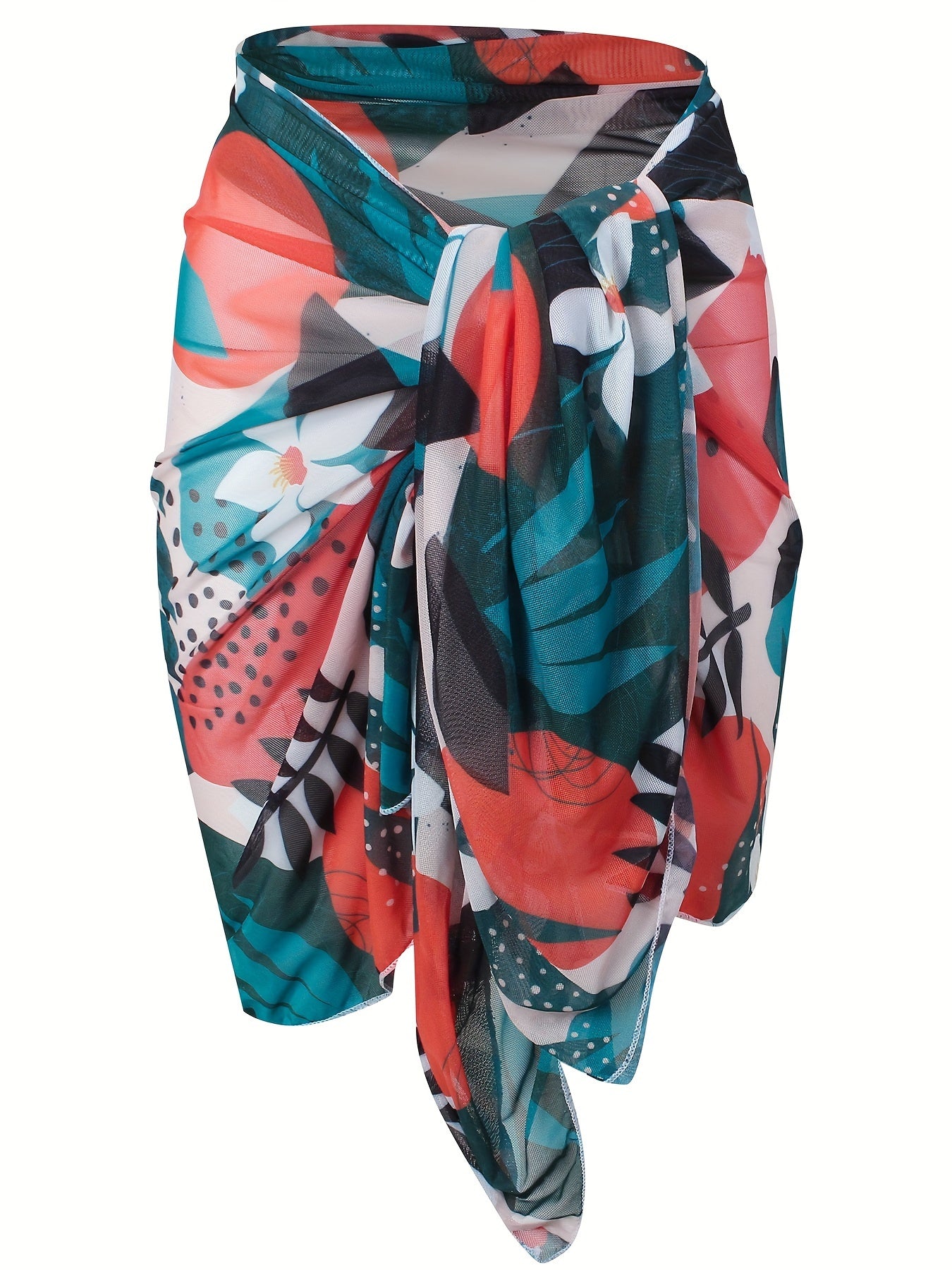Boho Bikini Bottoms & Tropical Wrap Cover Up Set