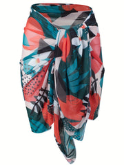 Boho Bikini Bottoms & Tropical Wrap Cover Up Set