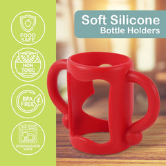 Silicone Bottle Handle for Narrow Bottles, Red/Green