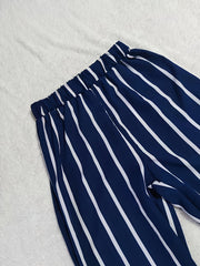 Stripe Print Wide Leg Pants Elastic Waist Casual Every Pants