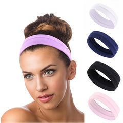 Solid Stretchy Sports Headband Non Slip Yoga Band Women's Sweatband