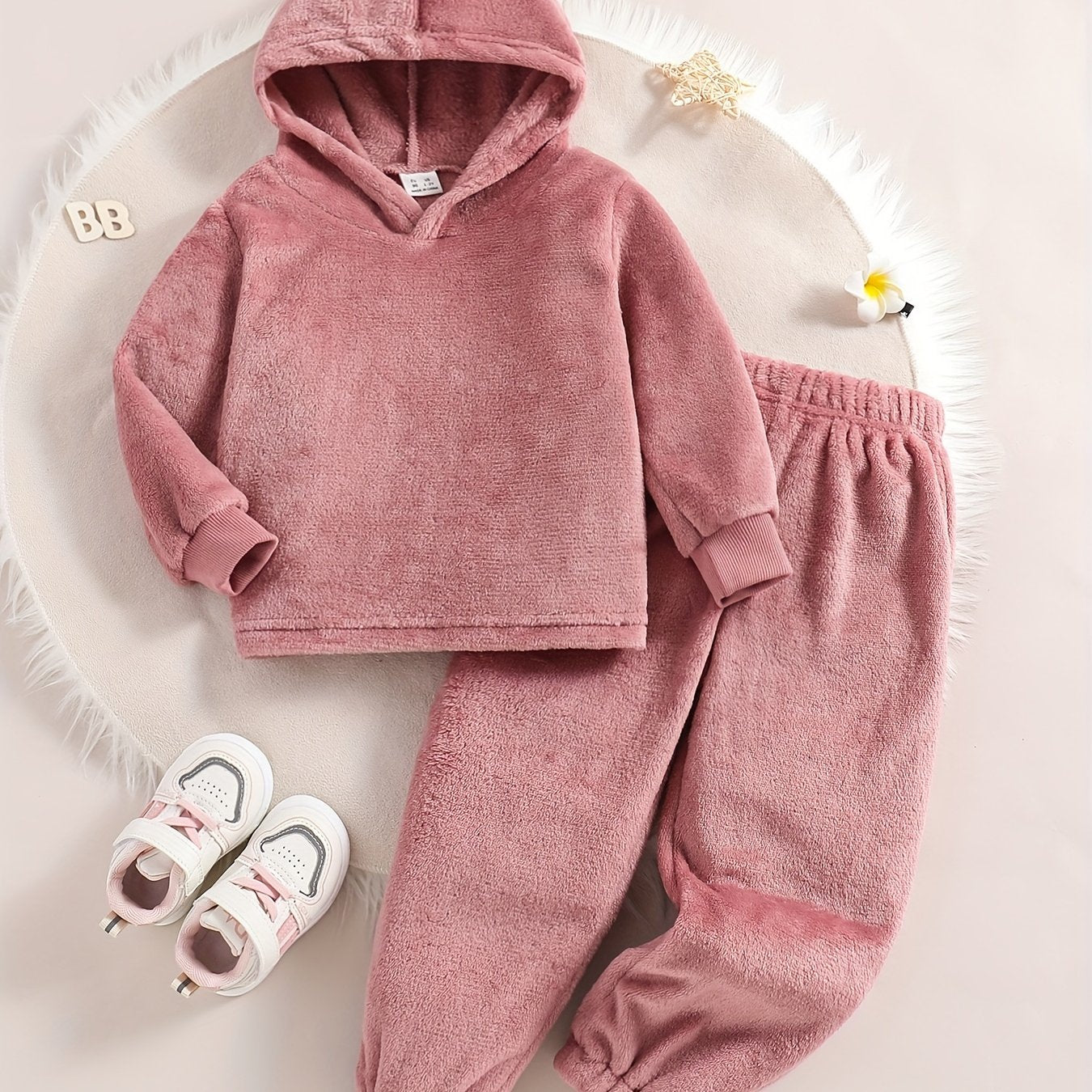 Girl's Fleece Loungewear Set Long Sleeve Hoodie Top & Pants
